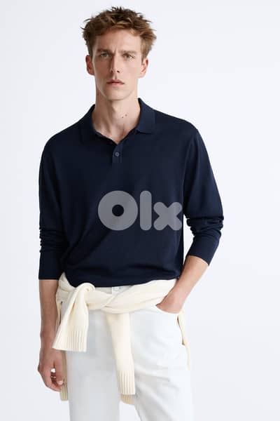 ZARA Original Long sleeve Knit Polo Shirt