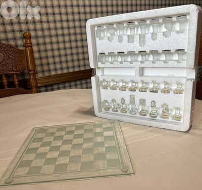 Glass chess / checkers / backgammon board game 35*35 cm board dimensio