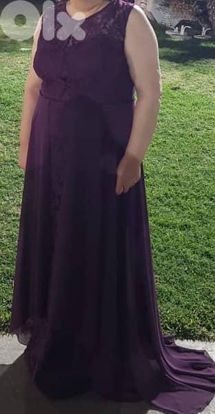 long obergine dress