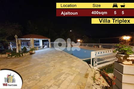 Ajaltoun 400m2 | 600m2 Terrace/Garden/Pool | Villa Triplex | KH