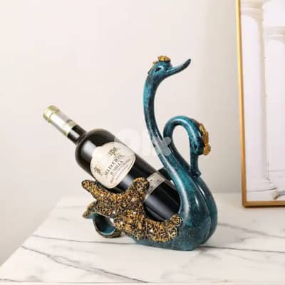 Couple Swan Wine Rack in Elegant Blue and Gold