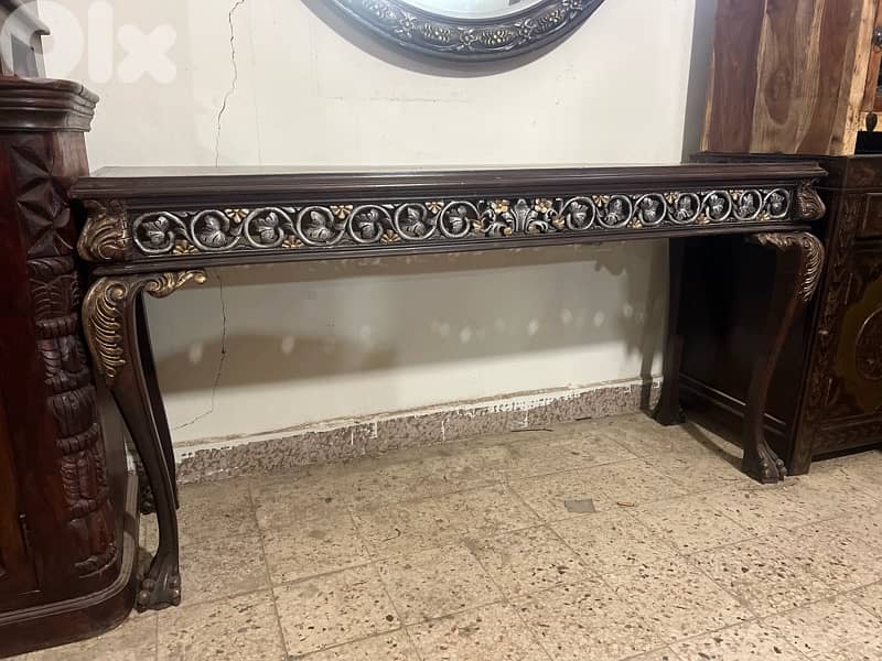 console solid wood teak ith mirror 1