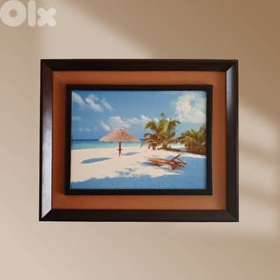 Beach View Portrait, Dual Border Frames on Canvas 44 x 54 cm
