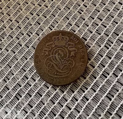1864 Belgium Leopold Premier 2 Centimes copper coin