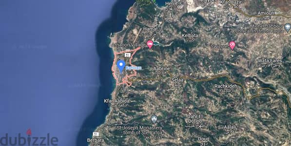 4600 m2 land + open sea view for sale in Batroun Highway - البترون