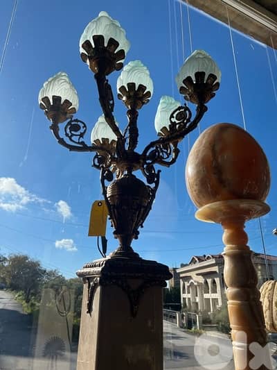 marble chandelier with copper