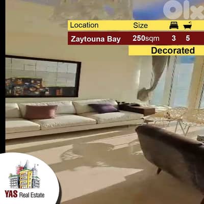 Zaitouna bay 250m2 | Decorated | Super Deluxe | Prime Location | PA |