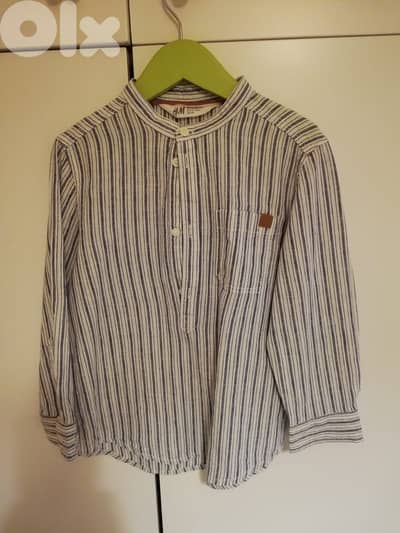 H & M Blue striped Linen shirt