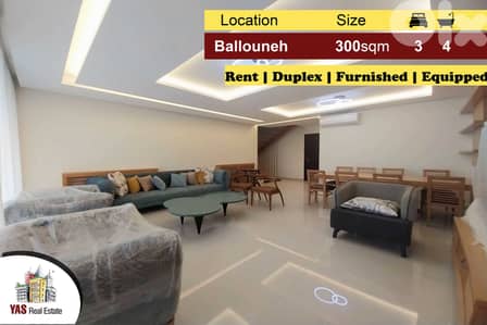 Ballouneh 300m2 | Rent | Duplex | Gated Community |Furnished | IV KE |