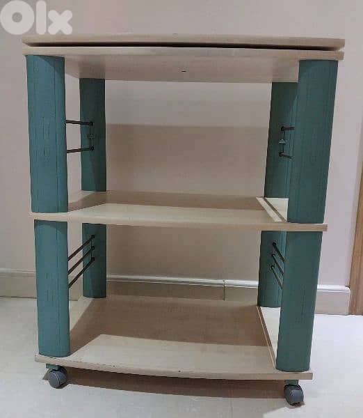 Movable TV table & shelves stack 1
