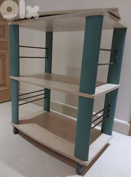 Movable TV table & shelves stack 2