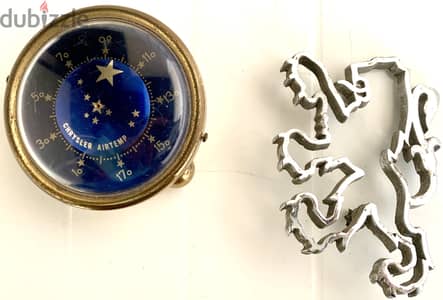 Vintage Chrysler Air Temperature  indicator & Peugeot medallion