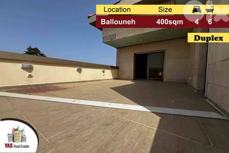Ballouneh 400m2 | 250m2 Terrace | Duplex | Generous Dimensions | AC |