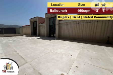 Ballouneh 160m2 | 141m2 Terrace | Rent | Duplex | Gated | KS MY |