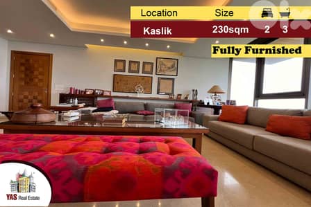 Kaslik 230m2 | Furnished | Panoramic View | Private Street | EH |