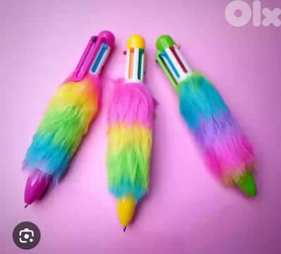 fluffy rainbow pen