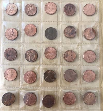 25 old coins one cent USA