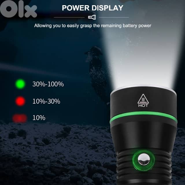 S3 Scuba Diving Flashlight, 2000 Lumen, 110m Diving Torch 8