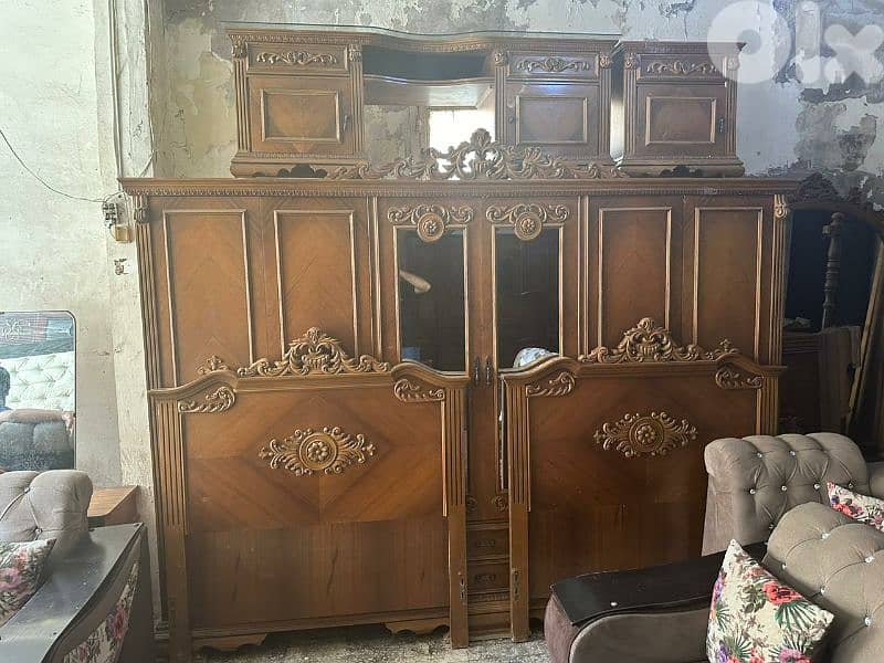 اوضة نوم انتيك قديمة حفر خشب زان تختين 1