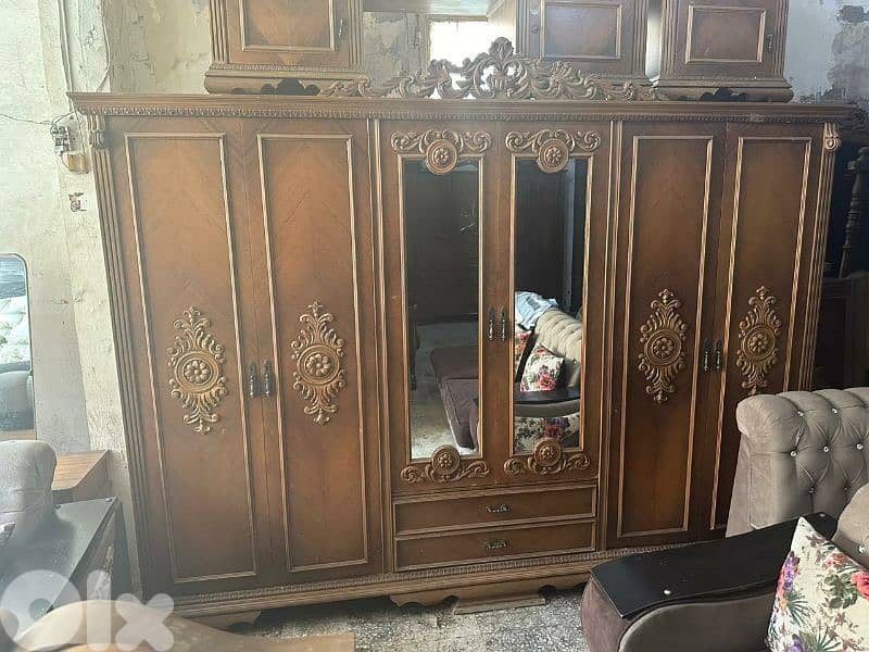 اوضة نوم انتيك قديمة حفر خشب زان تختين 5