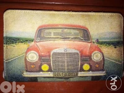 vintage ladies handbag red old mercedes 10452 plate num never used