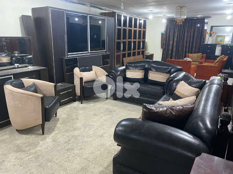 طقم كنبايات شغل توصاية خشب بوندي جلد اصلي 5