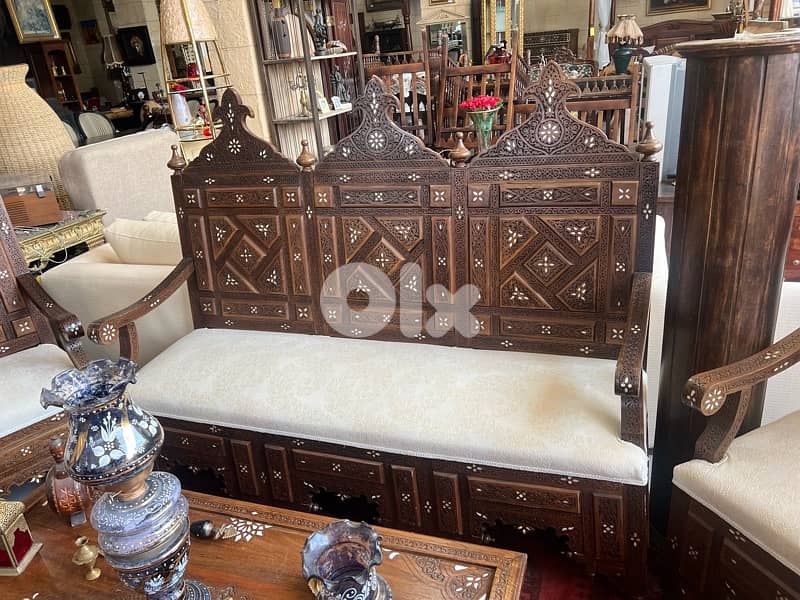 eastern salon solid wood engraved with shell 8