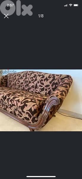 sofa wood and velvet