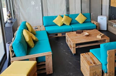 Wood Seats with Couchs  and 3 Tables for only 1099 USD