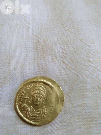 Ancient Byzantine Gold Coin for Emperor Justinan I year 527 AD