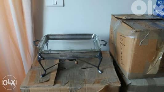 Pyrex avec support et rechaud