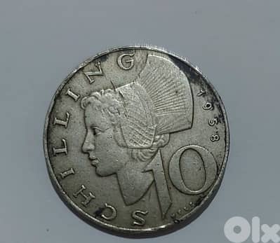 Austrian Ten Shilling silver coin year 1958 weight 7.5 gram