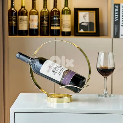 Round Wine Bottle Holder – Minimalist Gold Rack for Wine Lovers
