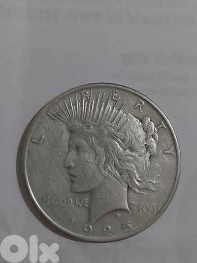 USA One Silver Peace Dollar Coin year 1925. wieght 26.6 grVery special