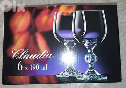box of 6 cristal wine cups gold plated