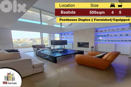 Baabda 500m2 | Penthouse Duplex | Furnished/Equipped | Luxury | PA |