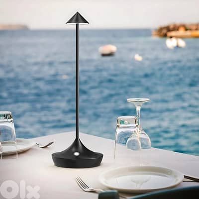 Cordless Table Lamp with Modern Metal Finish, Touch Dimmer