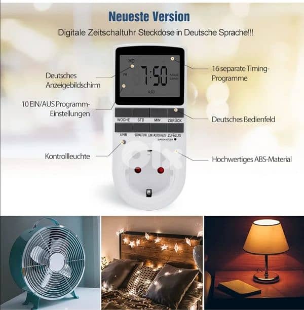 Aulaya German Digital Timer, Electric Socket,10 Programs/4& delivery 2