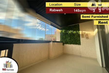 Rabweh 145m2 | Semi Furnished | Rent | Dead –End Street | Luxury | MJ