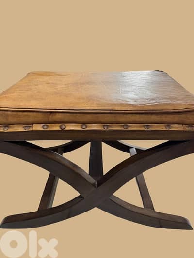 Caramel Leather Accent Stool
