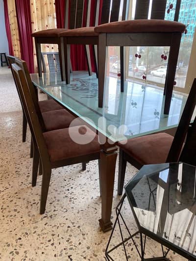 طاولة وج قزاز مع 8 كراسي شغل توصاية