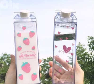 transparent milk and juice bottles