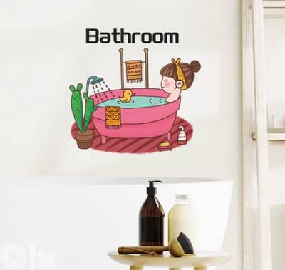Funky long lasting and removable bathroom sticker 3$