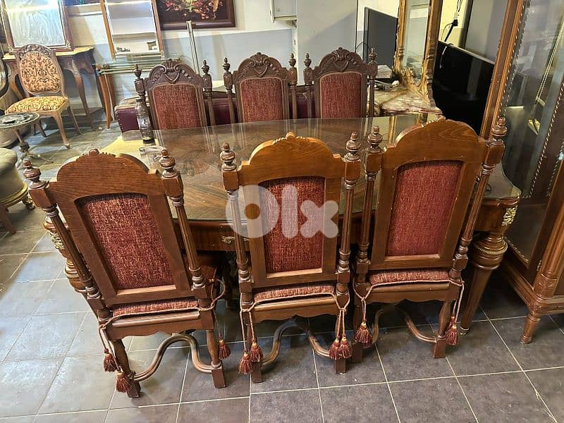 طاولة سفرة خشب زان حفر 6 كراسي ملكية 1