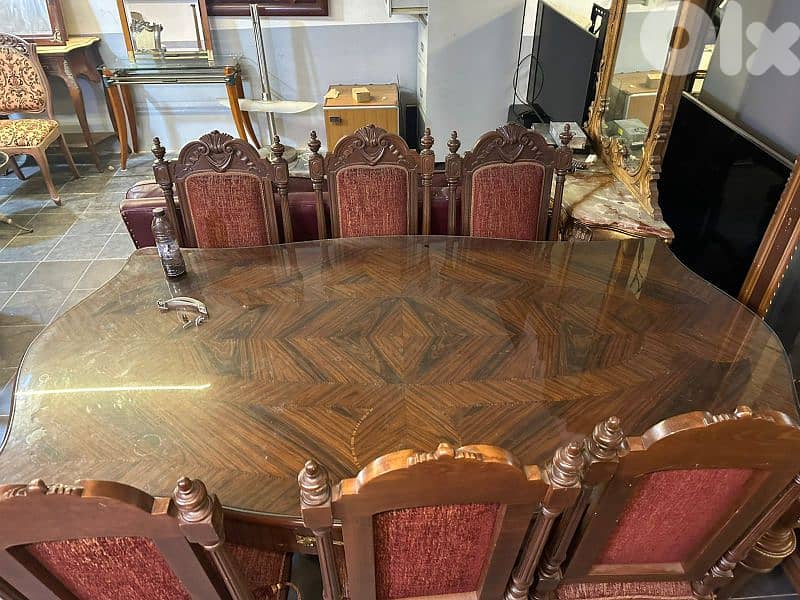 طاولة سفرة خشب زان حفر 6 كراسي ملكية 2