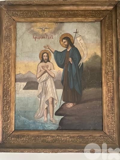antique Greeck 19th century baptism icon