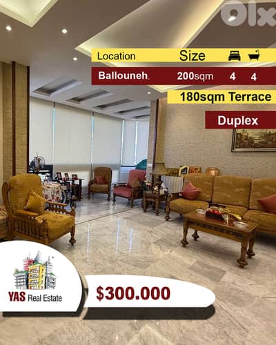 Ballouneh 200m2 | 180m2 Terrace | Duplex | Panoramic View | TO |