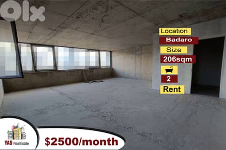Badaro 206m2 | Rent |  Office | Core & Shell | Prime Location | AA/MJ
