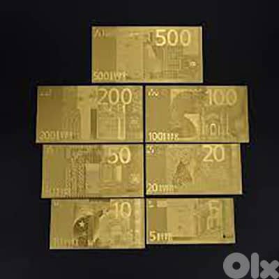 7PCS 24k Euro Bills Set Money Souvenir Banknote 5/10/20/50/100/200/500