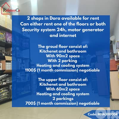 2 floors shop for rent in Dora محل للإيجار مكون من طابقين في دورا